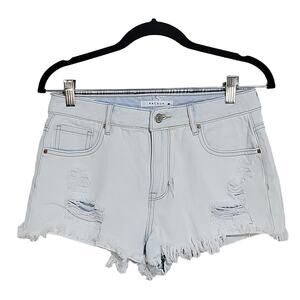 PACSUN Bleached Wash Distressed Jean Shorts High-Rise Festival Womens 27